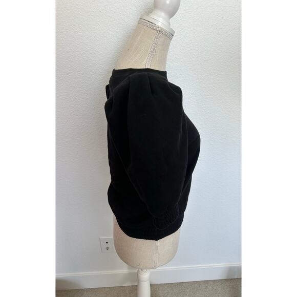 INC International Concepts Puff-Sleeve Crewneck Sweatshirt Black Top - S - Picture 4 of 6